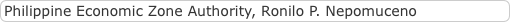 Philippine Economic Zone Authority, Ronilo
